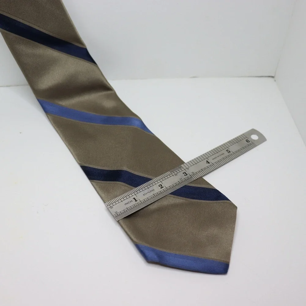 Sears Classic Silk blend Necktie OS Brown Mens Office Professional Striped